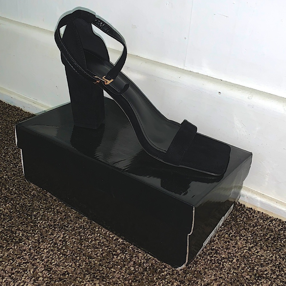 Strappy black heels